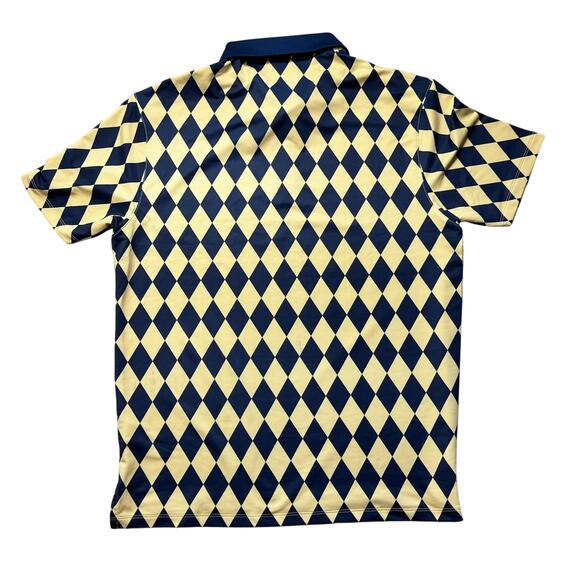 Bogey Boys Golf Performance Argyle Diamond Polo Shirt Men's Small Blue Gold - Picture 6 of 9